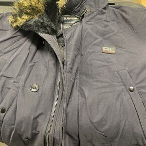 Ralph Lauren Black Puffer Jacket with Faux Fur Lining